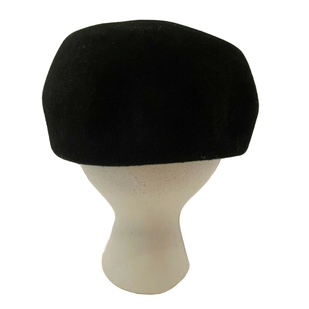 Vintage Camelot Womens Art Deco Round Pillbox Hat One Size Black Velour Italy - Picture 5 of 9